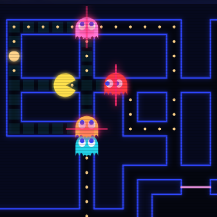 Four ghosts form a minimum cut around Pac-Man